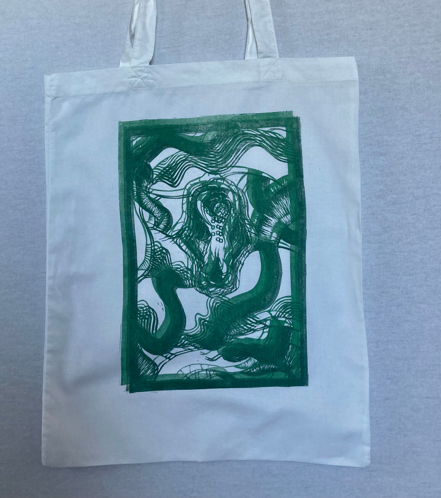 Handprinted tote bag