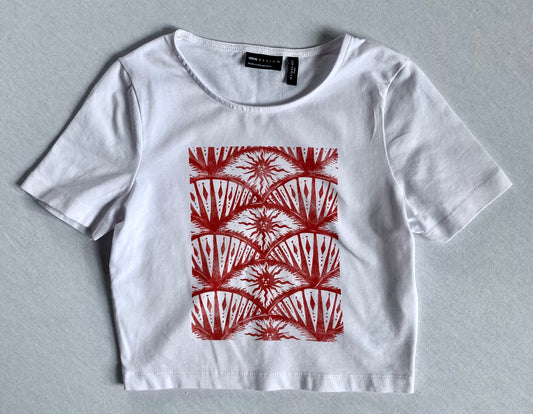 Handprinted crop T-shirt