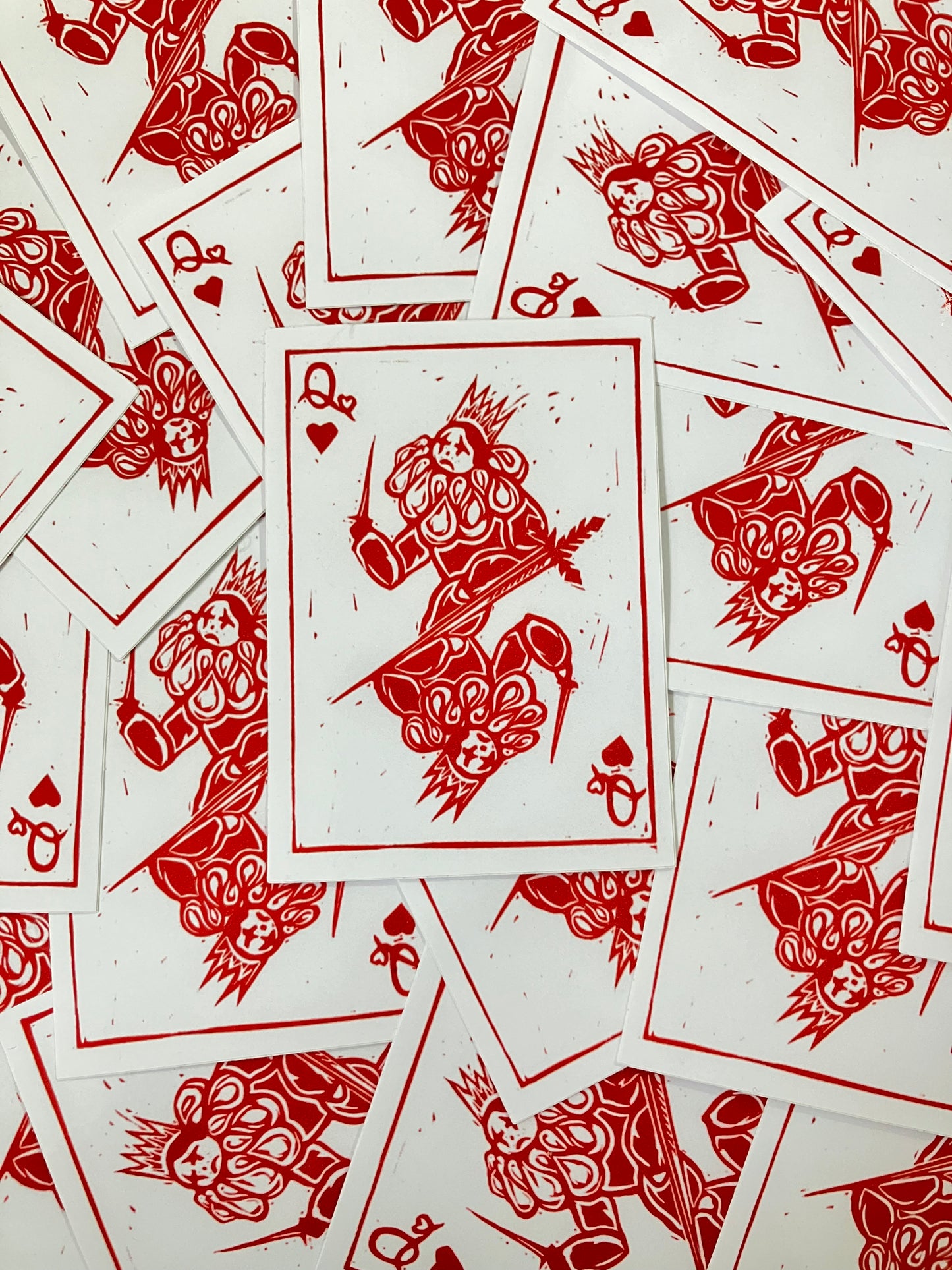 Queen of hearts print sticker