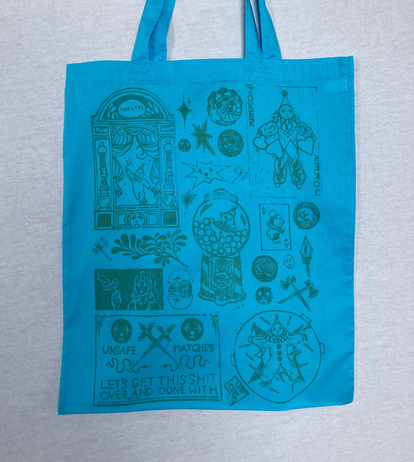 Handprinted tote bag