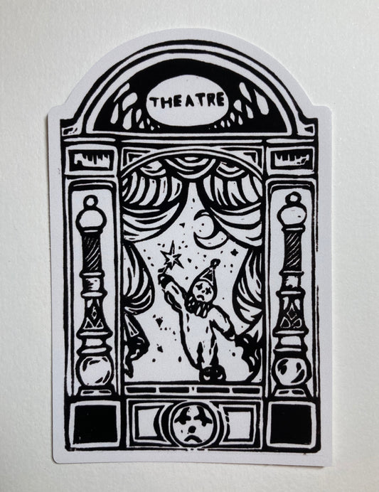 Theatre clown print sticker