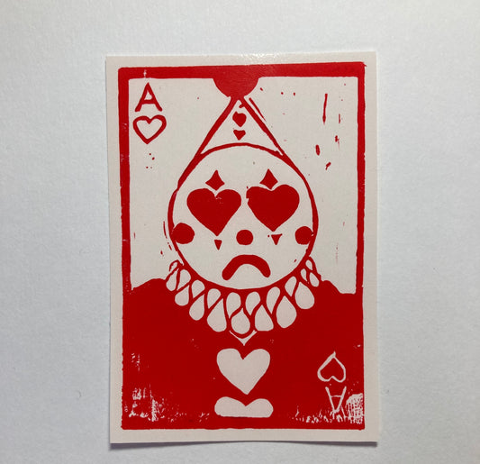 Clown of hearts print sticker