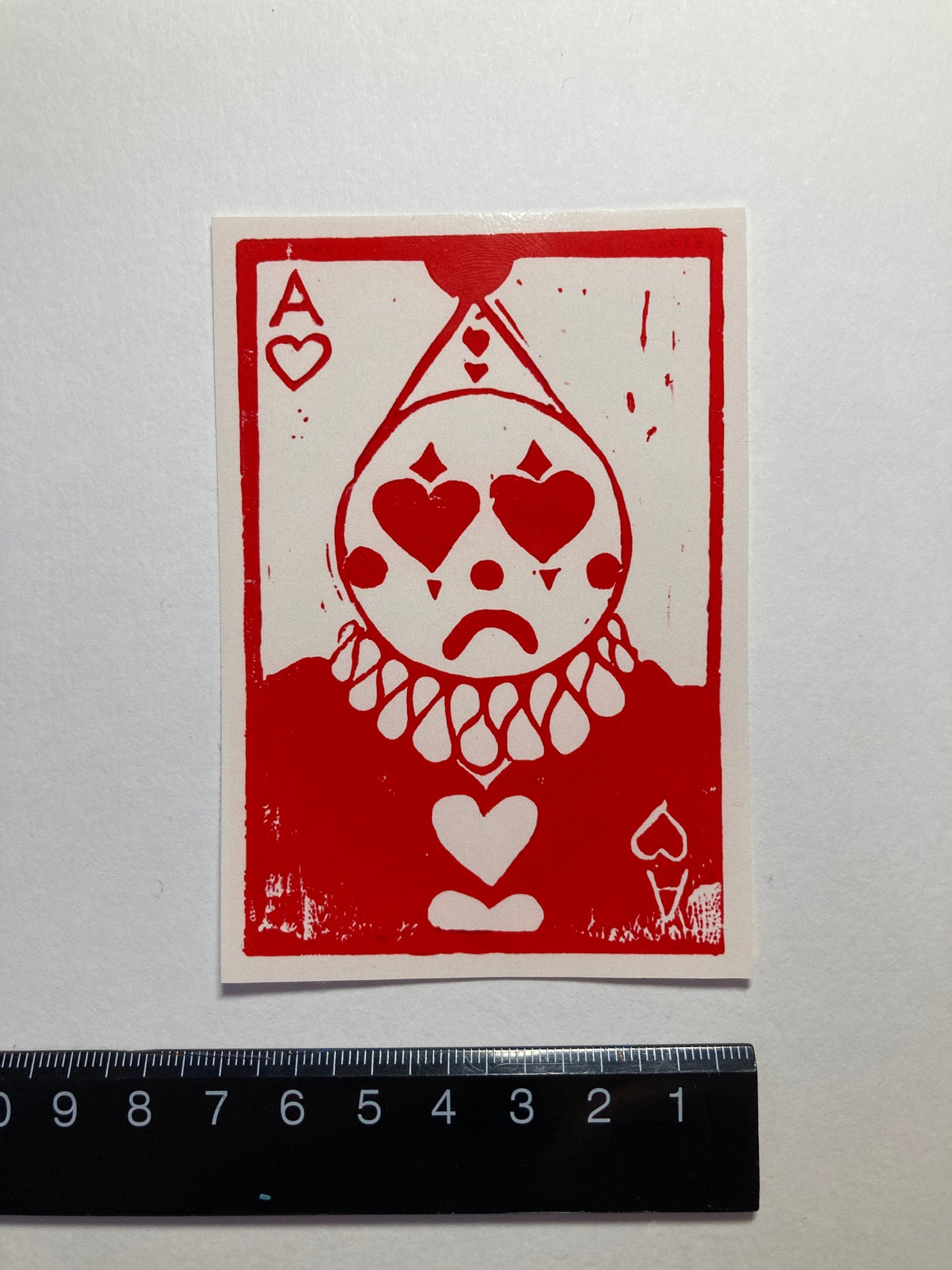 Clown of hearts print sticker