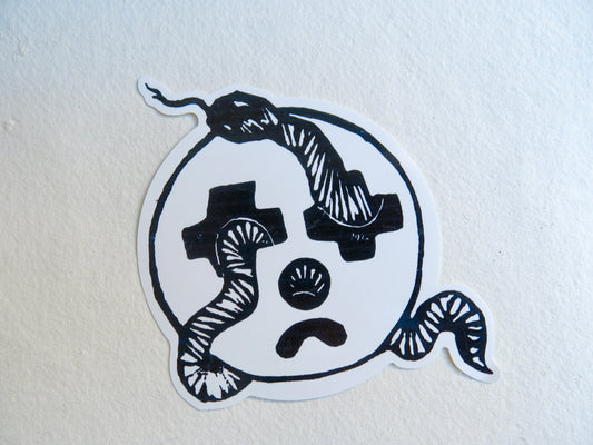 Snake clown mask print sticker