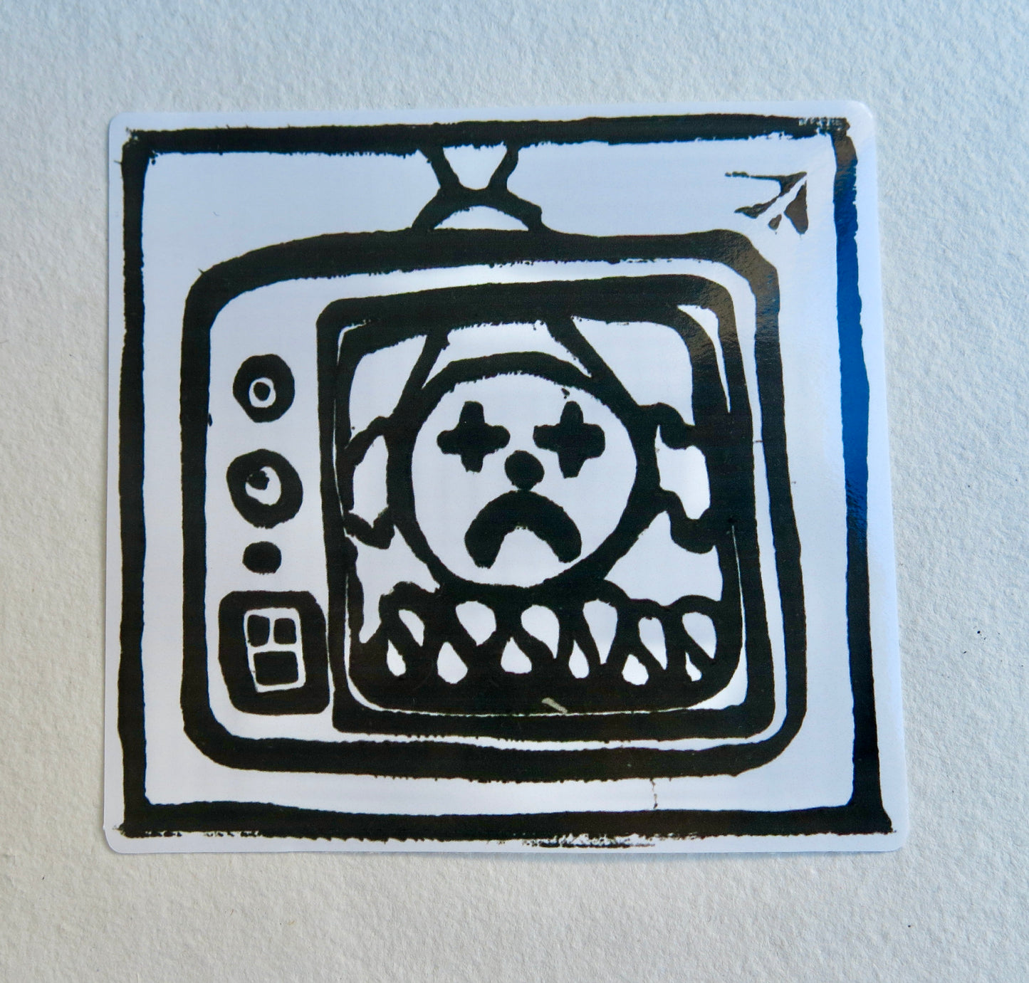 TV clown print sticker