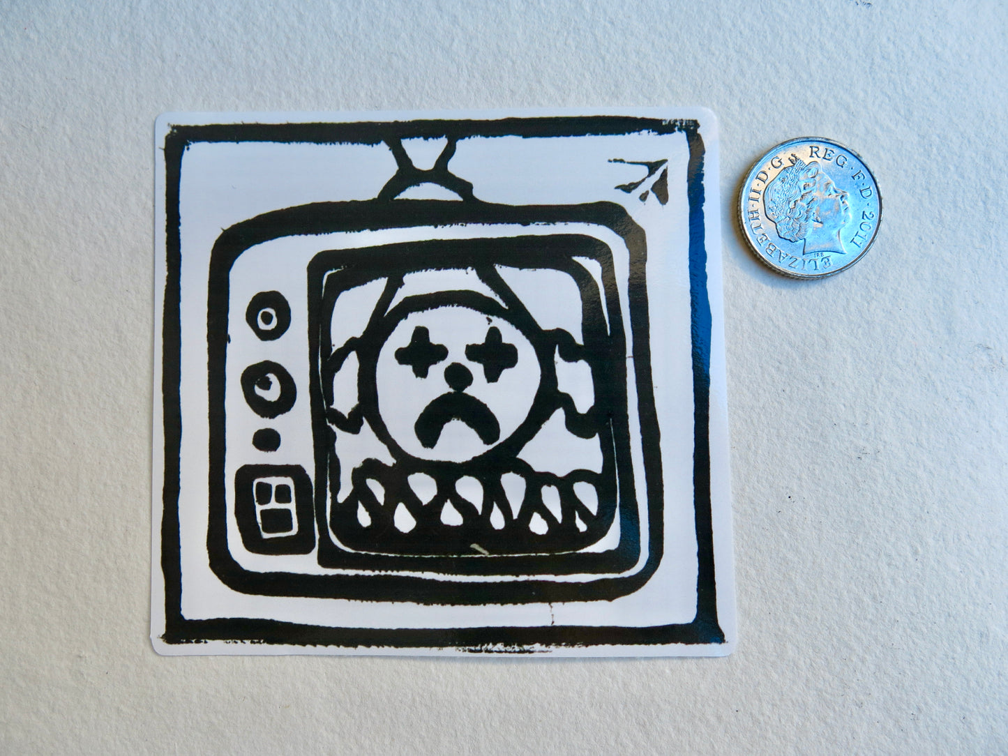 TV clown print sticker