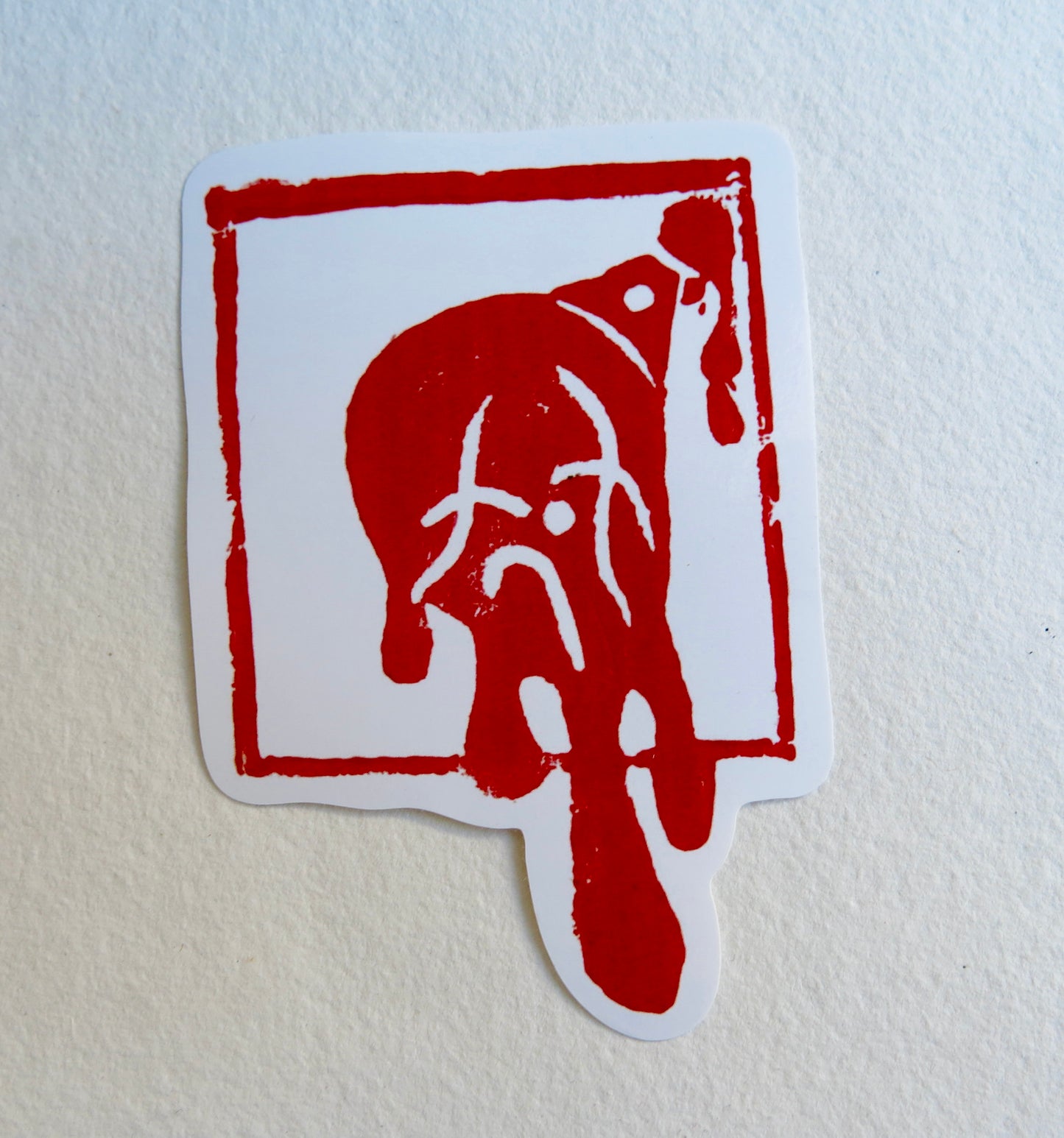 Melted clown print sticker