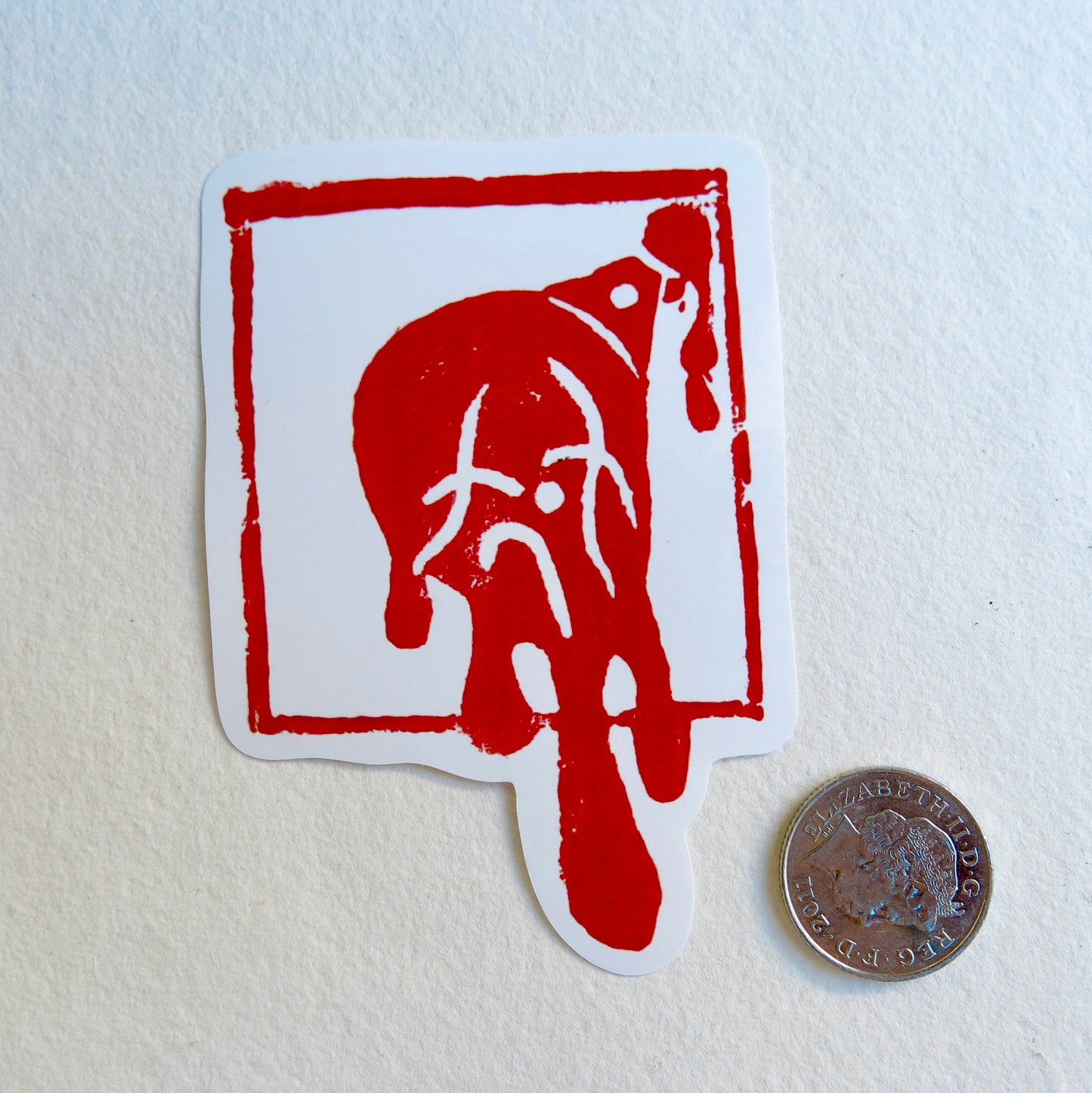 Melted clown print sticker