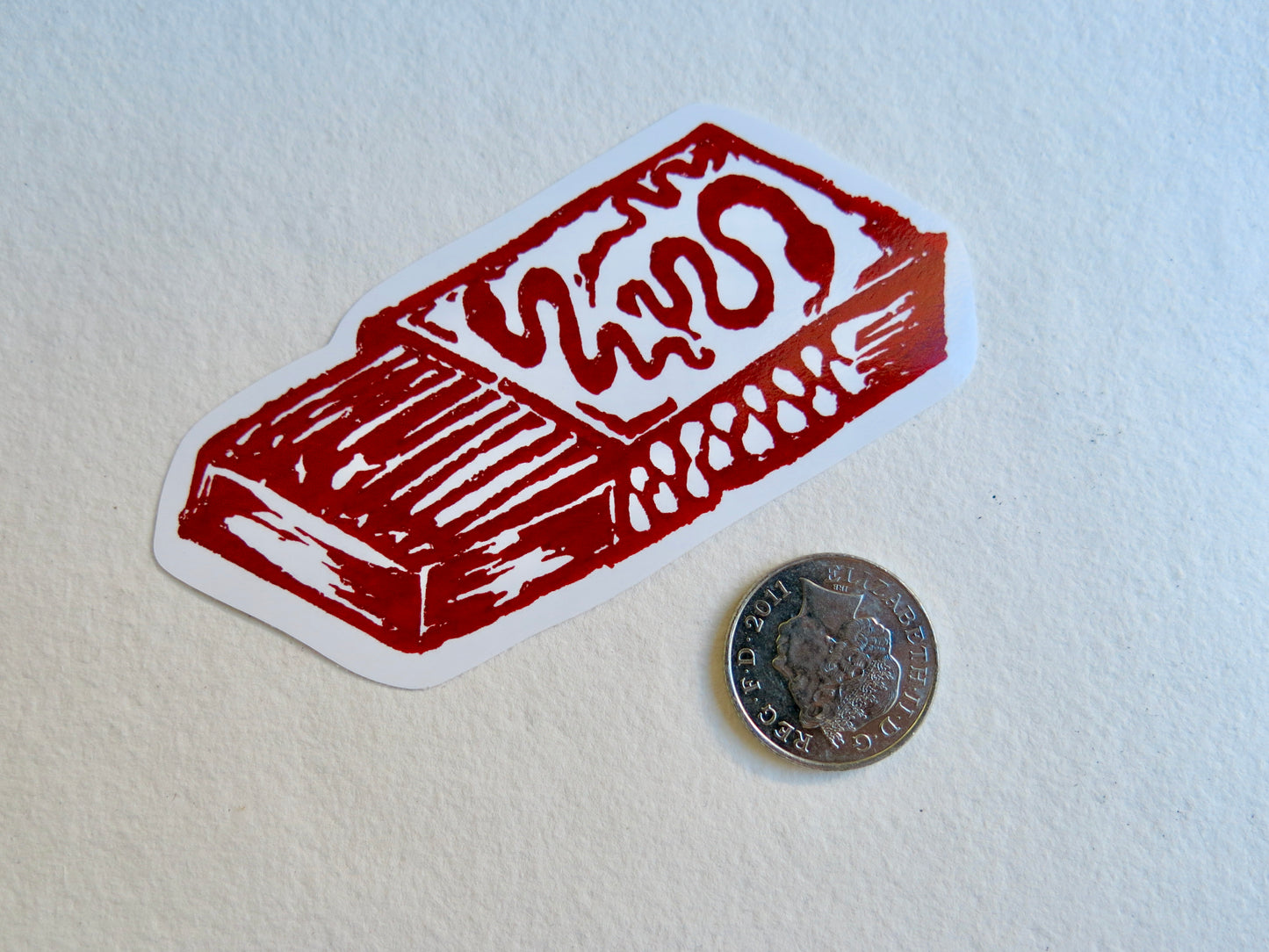 Matchbox print sticker