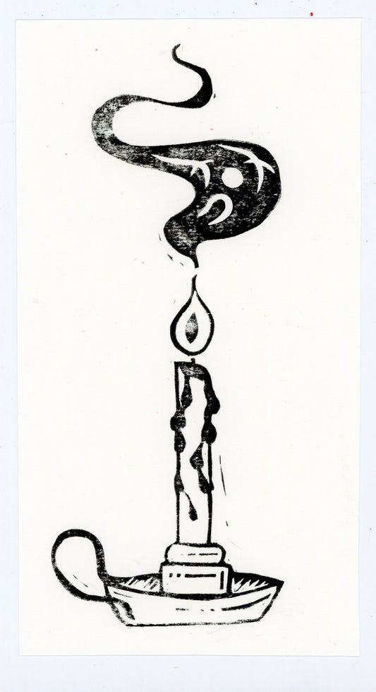 smoking candle original print (black ink)