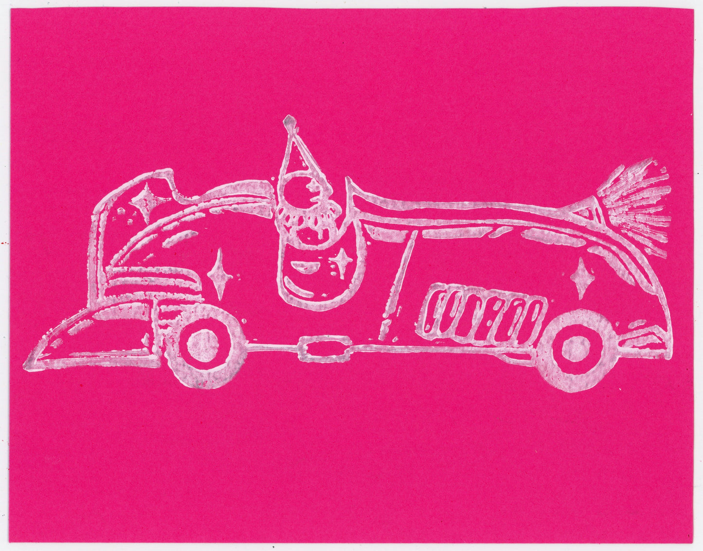 Clown car Original print (white ink )