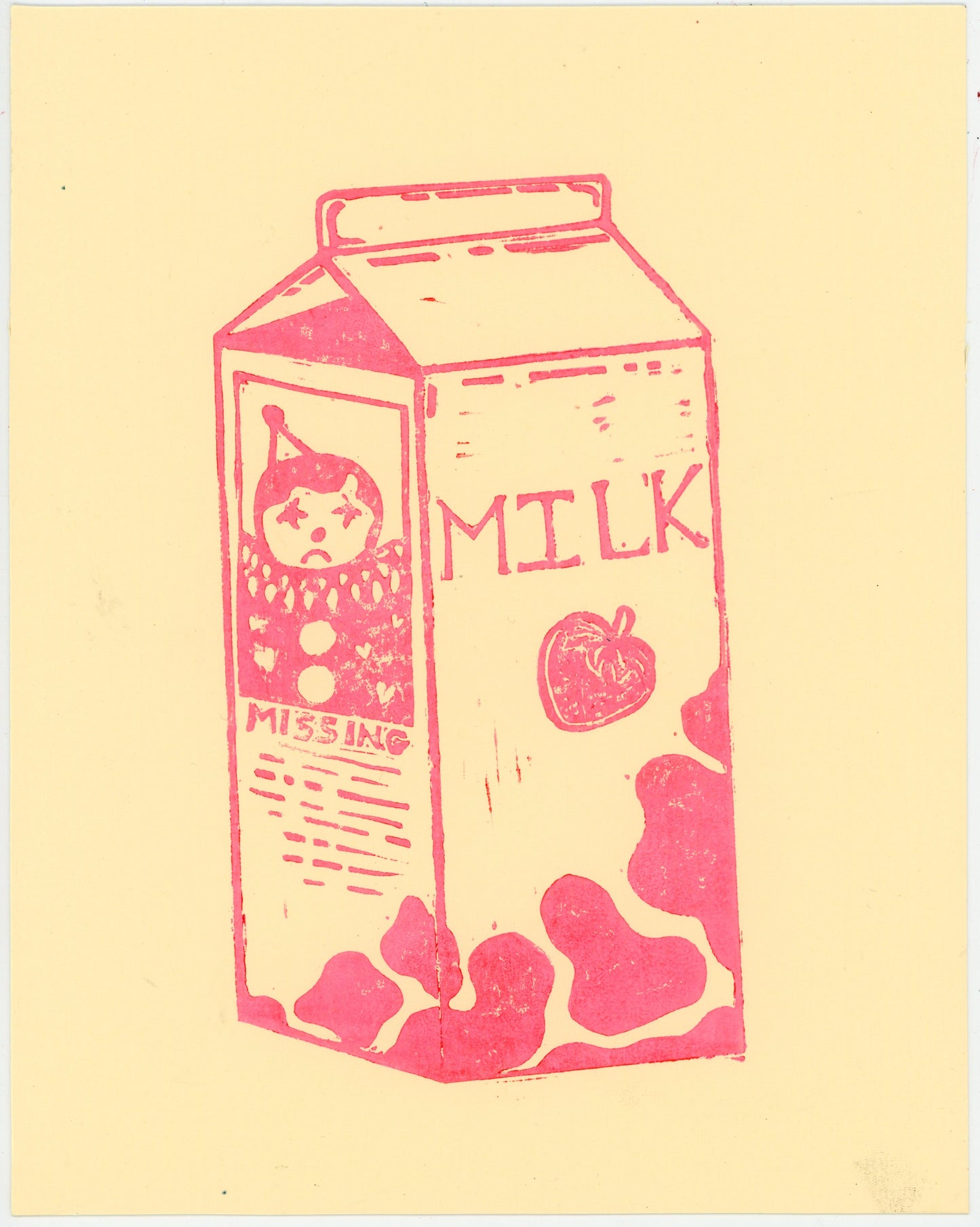 Milk Carton Original print ( Pink ink )