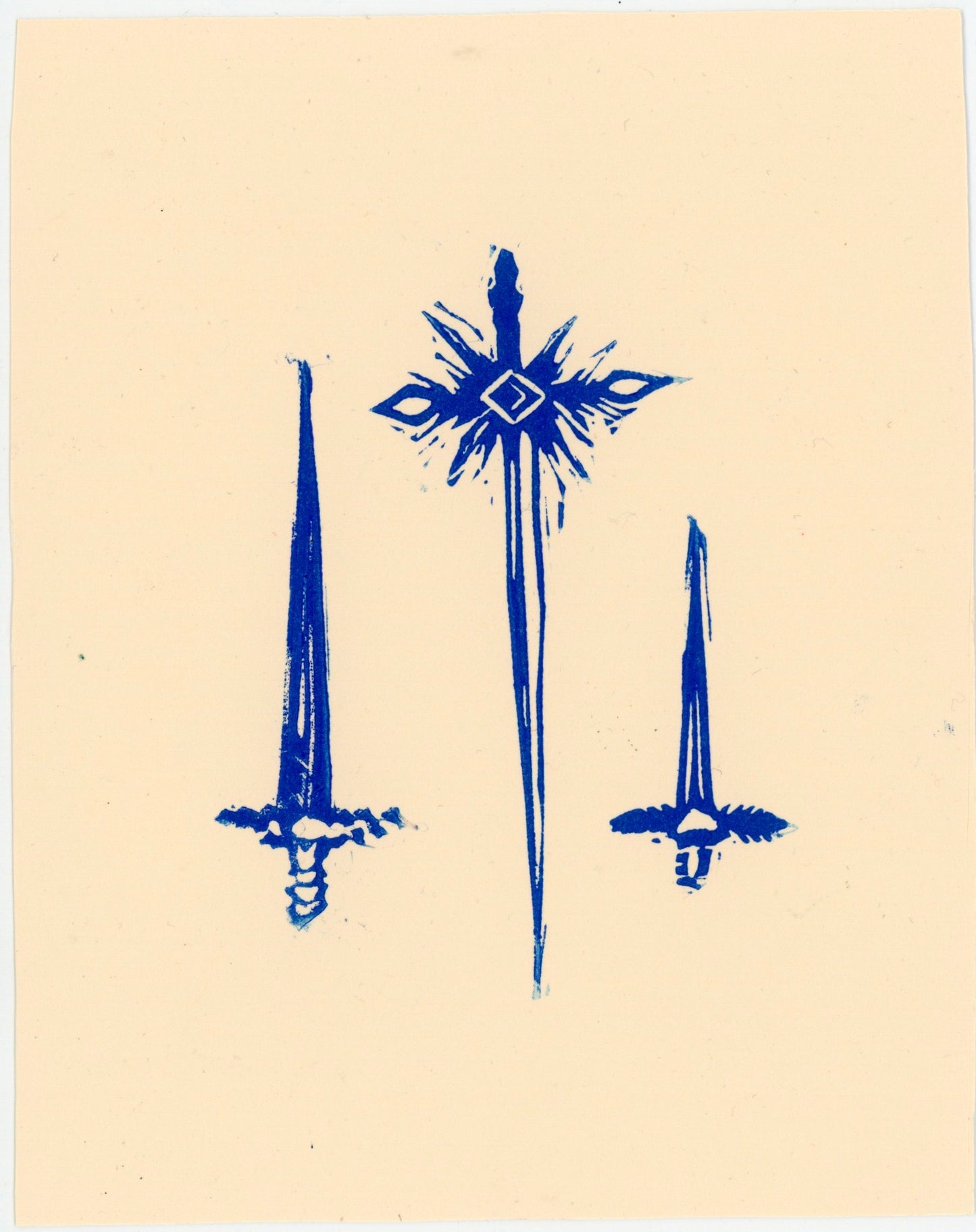 3 swords print (Blue ink)