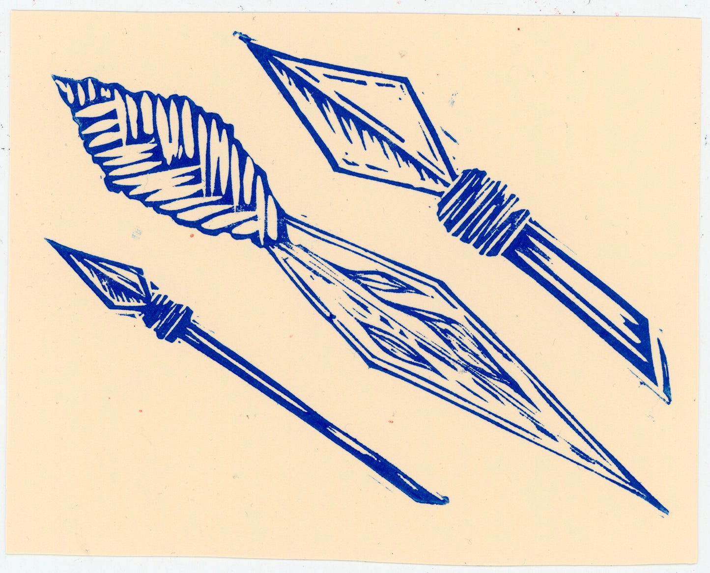 3 spear heads print (Blue ink)