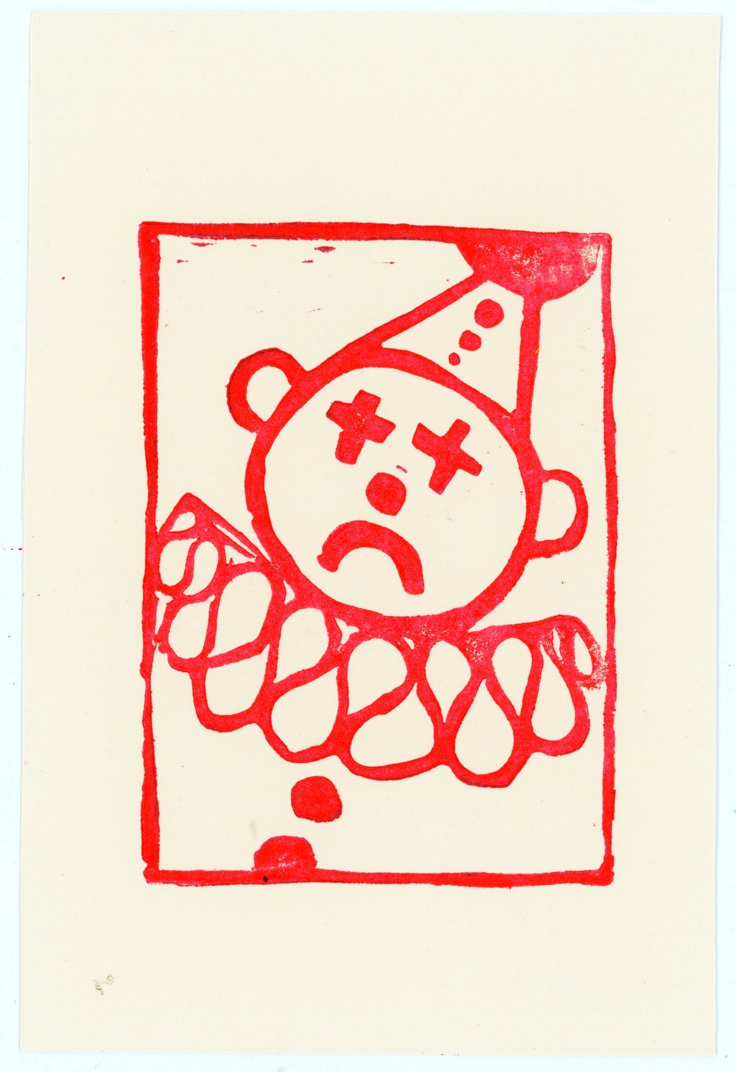 Clown print (red ink)