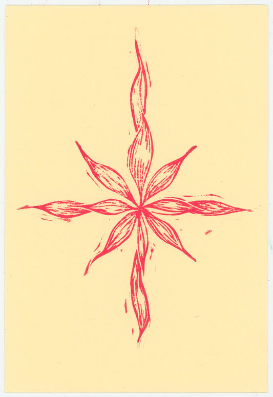 Leaf star print (pink ink)